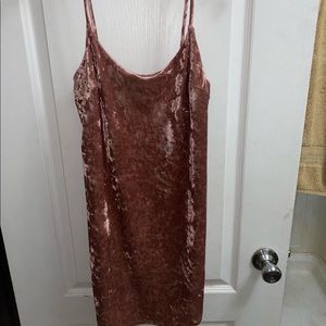 I bought this straps, fuzzy dress from forever rule21. The color is pink.